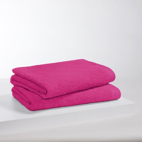 s.Oliver 2 TLG Duschtuch Set 70x140cm - 100% Baumwolle, 600 g/m², weich & saugstark, Doppelpack Duschtücher pink