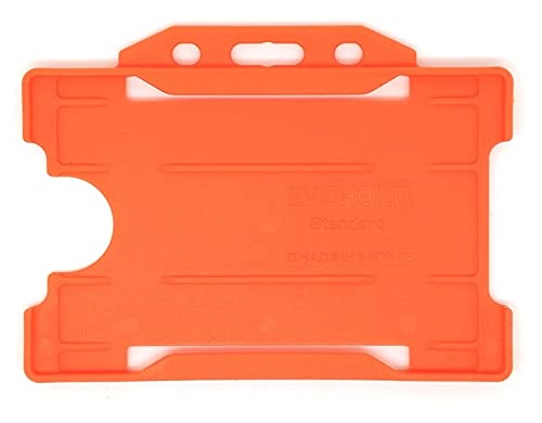 Identity-Plus: Orange Rigid Open Faced Landscape ID Card Badge Pass Holder (100)