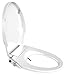 Soft close Dual Nozzles Non-Electric Bidet Elongated Toilet Seat in White with On/Off Solid Brass T Adapter | Water-Powered & Save Paper | Easy Installation and Slim Design
