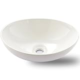VAPSINT Ellipse Porcelain White Ceramic Above Counter Bathroom Vessel Sink
