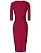 MUXXN Women's Elegant 3/4 Sleeve Slim Office Pencil Dress(M,Burgundy)