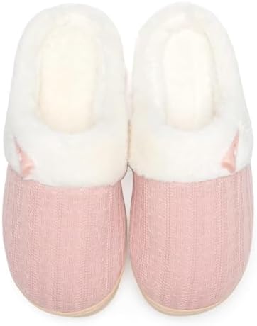 NineCiFun Women's Slip on Fuzzy Slippers Memory Foam House