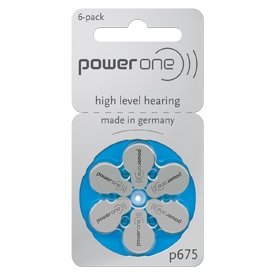 Power One P675 Hearing Aid Batteries No Mercury (6 Batteries)