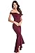 Ouregrace Womens Fishtail Long Evening Dress Off Shoulder Party Dress Wine Red
