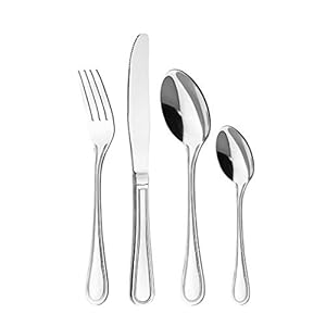 Otto Koning-Frankfurt-Juego de cubiertos acero inoxidable 24 piezas–pulido espejo-apto para lavavajillas. Con tenedor, cuchara, cuchillo y cuchara café. Una cubertería para 6 personas, diseño clásico