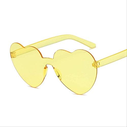 JXWL Sunglasses New Single Piece Love Lens Sunglasses Female Transparent Plastic Glasses Style Sunglasses Female Transparent Candy Color Lady Yellow