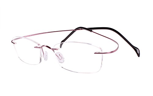 Agstum Pure Titanium Rimless Frame Prescription Hingeless Eyeglasses Rx (Pink, 52)