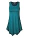 Made By Johnny MBJ WT671 Womens Summer Sleeveless Irregular Handkerchie Hem Loose Tunic Tops Flowy Blouses Shirt L Teal