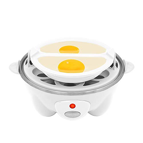 Elite Cuisine EGC-611 Easy Electric Poacher, Omelet & Soft, Medium, Hard-Boiled Deviled Egg Cooker with Auto-Shut off and Beep Alert, 7 Capacity, White