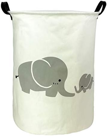 HOUSESTORAGE Laundry Hamper Storage Bin Baskets Foldable Nursery Laundry Basket for Organizing Office/Bedroom//Closet/Shelf Baskets/Storage Hamper (Parent-Child Elephant)