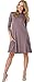 Kissky Women's Basic Long Sleeve Pockets Casual Swing Plain Tshirt Dress (L, Coffee)