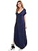 Verdusa Women's Casual V Neck Side Split Beach Long Maxi Dress Navy L