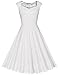 MUXXN Women's 1950s Retro Vintage Midi Cap Sleeve Summer Wedding Prom Party Swing Fit and Flared Dress Off White M