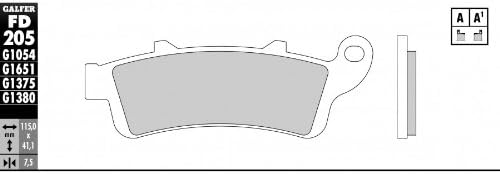 Galfer Honda GL1800 Goldwing 01-13 G1054 Semi-Metallic Front Brake Pads