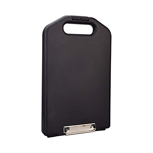 ZCZN Plastic Portable Clipboard Case, with Handle Suitable for School,Utility,Industrial Office, Medical Personnel, Black, Set of 2