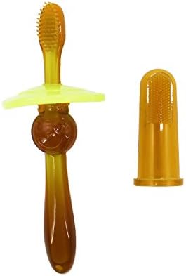 Baby Traning Teether and Toothbrush Stick by Food Qrade Silicone Brown