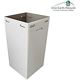 One Earth Disposable And Reusable Corrugated Cardboard Trash Cans- Bundle of 10 Boxes + 10 Trash Bags (White)