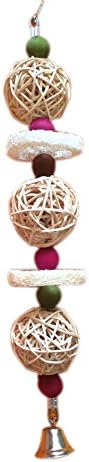 Bird Toys Parrot Cage Toys Cages Cockatoo Conure Loofah Sponge Handmade Parrot Toys With Bell