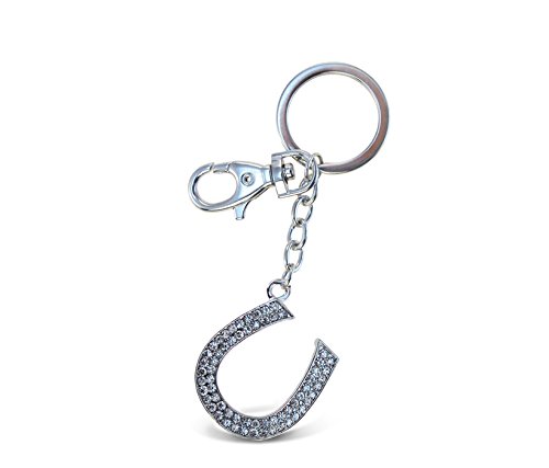 Puzzled Clear Horse Shoe Sparkling Charm Elegant Keychain