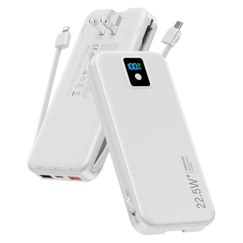 Rngsnoy Portable Charger W/built-in Cable & Wall