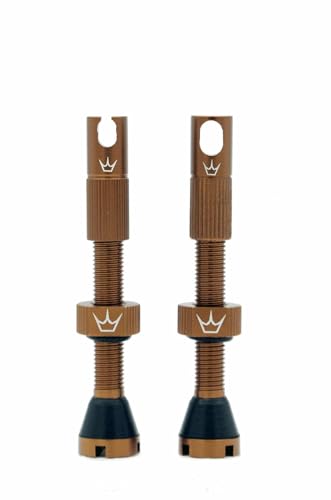 Peatys x Chris King MK2 Tubeless Valves - Integrated Valve Core & Spoke Key Presta Valve Caps, 7075 Aluminium Tyre Valves for All Tubeless Ready Rims, MTB, Road & Gravel Compatible, 42mm Bourbon