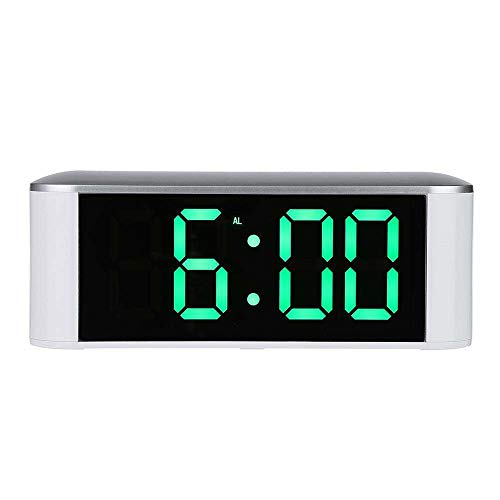Alarm Clock for Gilrs,MeiLiio LED Mirror Clock 3 Modes Brightness Adjustable Digital Clock LED Temperature Display Snooze Touch Electronic Clock With Thermometer for Bedroom Office,Green Light - Thumbnail 7