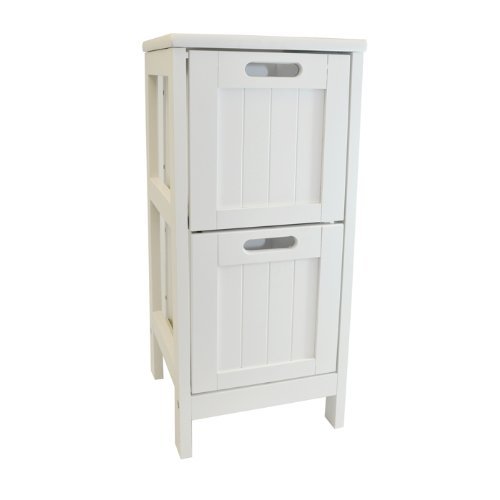 White Shaker 2 Drawer Bathroom Storage Unit Slimline Chest Of 2