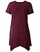 URBANCLEO Womens Short Sleeve Round Neck Tunic Top Long T-shirt BURGUNDY 3XLARGE