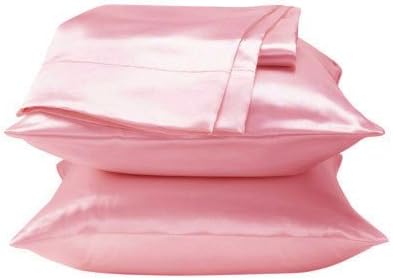 Dreamkingdom Standard Solid Silky Satin Pillow Cases - Pink ( Pack of 2 )