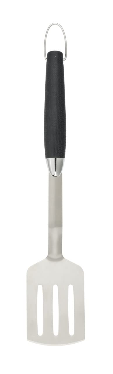 WENKO BBQ spatula, black outdoor kitchen grill utensil made of stainless steel with ergonomic handle made of heat-resistant black plastic, dishwasher-safe, 9.1 x 45.5 x 3.5 cm