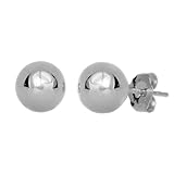 JewelStop 14k White Gold Ball Stud Earrings - 2mm 3mm 4mm 5mm 6mm 7mm 8mm 10mm