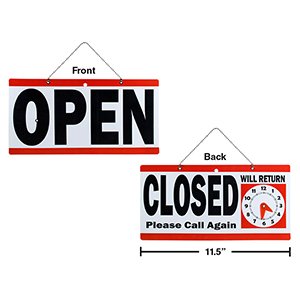PVC Sign Open / Close With Will Return Clocke Sign, 11.5 Inch x 6 Inch