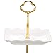 Eglaf Ceramic Cupcake Stand - Pure White Embossed Porcelain Dessert Display Stand - 3-Tier Square Tea Cake Stand for Baby Shower, Birthday, Weddings, Tea Party