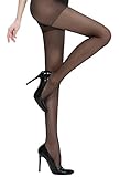 Women's Sheer Over Lock Seam & Cotton Gusset Control Top Shaping Pantyhose Tights (Small / Medium, Black)