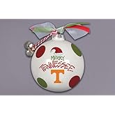 Magnolia Lane 3.5" Dia Football Hanging Ornament, Red, Green, Silver, Gold, Christmas