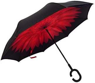 ISELL Double Layer Inverted Umbrella, UV Protection Windproof C-Shape Handle Cars Reversible Umbrella for Outdoor Sport/Travel
