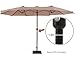 SUPERJARE 14 Ft Outdoor Patio Umbrella, Extra Large Double-Sided Design with Crank, 100% Polyester Fabric - Beige