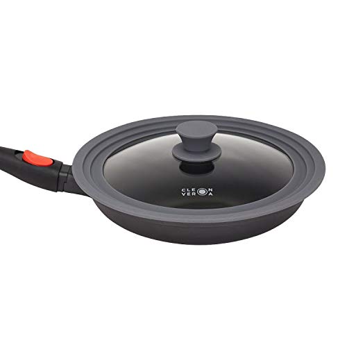 Cleverona Essential Nonstick 10.25 Inch Fry Pan with SecureSnap Detachable Handle and Large Clever Lid - Dark Grey