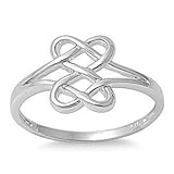 Hearts Infinity Fusion Ring Sterling Silver 925 (Sizes 4-13)