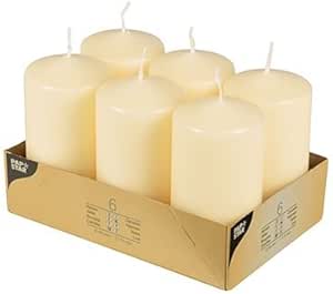 Papstar 17,991 - Conjunto de 6 velas, 60 x 115 mm, 6 piezas, colores: Crema