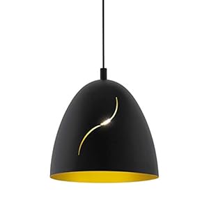 EGLO Hunningham Pendellamp, 1-lichts hanglamp, industrieel, vintage, modern, hanglamp van staal in zwart en goud, voor…