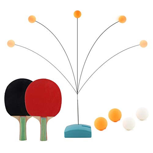 Training Toy for Kids - Table Tennis Trainer with Elastic Soft Shaft, Leisure Decompression Sports 2 Table Tennis Paddle & 4 Ping Pong Balls - Best Interaction Gifts for Boys and Girls (♥ A)