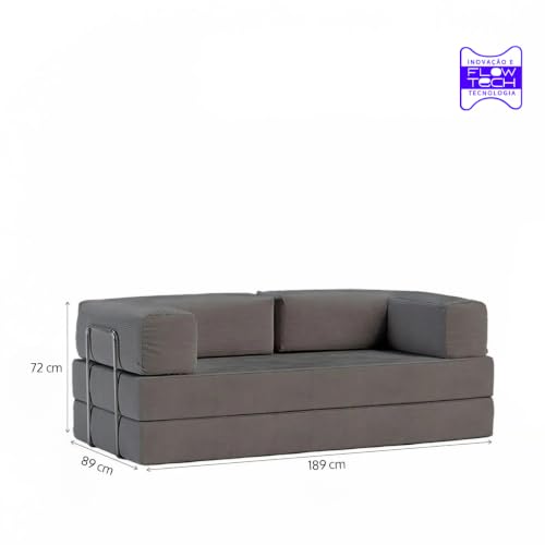 Sofá Cama Flowin Modular Cotelê Cinza Inflow | Retrátil, Vai Na Caixa