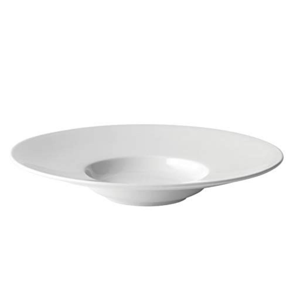 Utopia Z06003-000000-B01006 Anton Black Mira Wide Rim Pasta Plate 11inch / 28cm - Case of 6 - White Fine China Pasta Plate