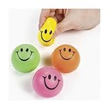 Mini Neon Smile Face Relaxable Balls (2 dz) by Fun Express