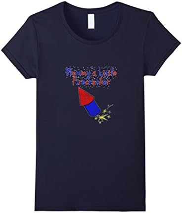 Women's Mommy's Little Firecracker 4th of July Shirt Large Navy