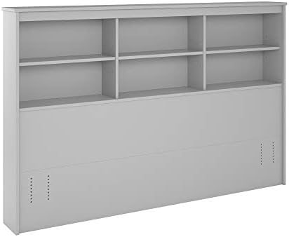 REALROOMS Lacey Full/Queen Storage Headboard, Dove Gray