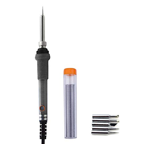 GLE2016 Electric Soldering Iron Kit 60W Adjustable Temperature Welding Soldering Iron with 5pcs Different Tips, 1 Solder Wire 1.0mm Dia. (Soldering Irons) - Thumbnail 3