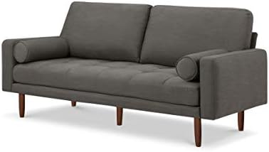 Capsule Brooklyn Mid Century Modern 78" Sofa with USB Ports, Dark Grey Linen
