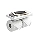 CRW Double Toilet Paper Holder White Bathroom Tissue Roller Hanger with Phone Shelf Wall Mounted, Large Commercial Toilet Paper Dispenser